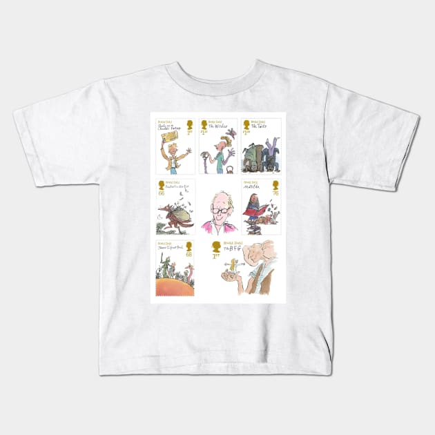 Roald Dahl Stamp collection Art Kids T-Shirt by booksnbobs